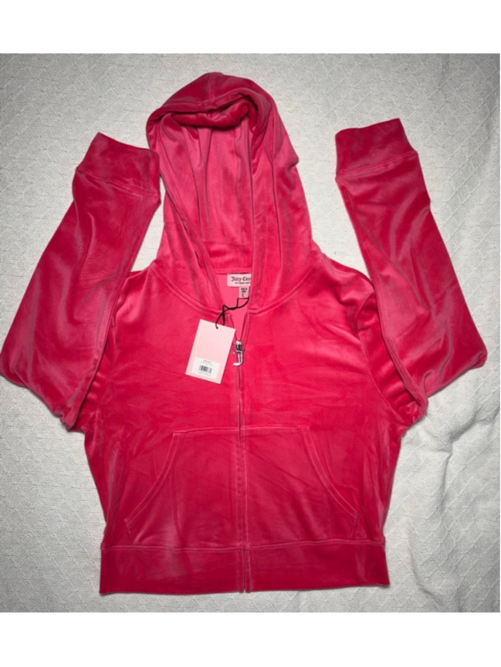 NWT Bling Juicy Couture Pink Party Velour Tracksuit w/Rhinestone Glam Y2K Size L - Picture 6 of 10